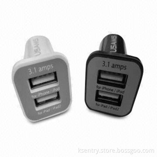 5V 3.1A Mini Dual USB Car Charger for iPad and iPad2 and tablet PCs, with CE/RoHS Certificates